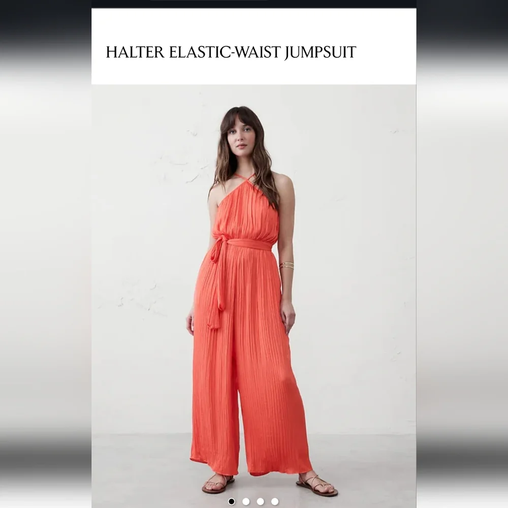 NWT Banana Republic Vibrant Coral Jumpsuit. Size L - Picture 6 of 6